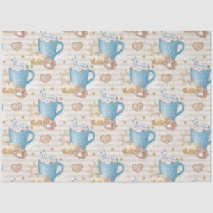 Papier Mousseline Tasse bleue et motif de cookie au gingembre