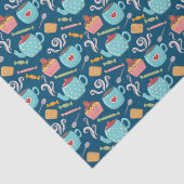 Papier Mousseline Tasse de café Thé Biscuit Cupcake Teapot bleu (Détail)