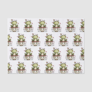 Papier Mousseline Tasse de thé grenouille verte mignonne motif fanta