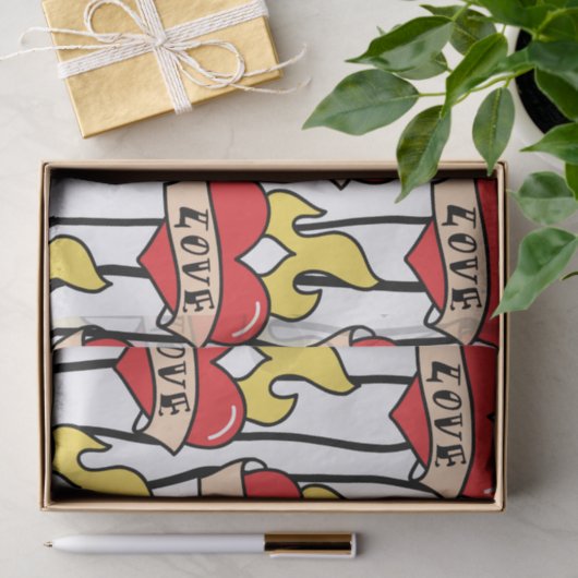 Papier Mousseline Tatouage cardiaque rétro (Cadeau)