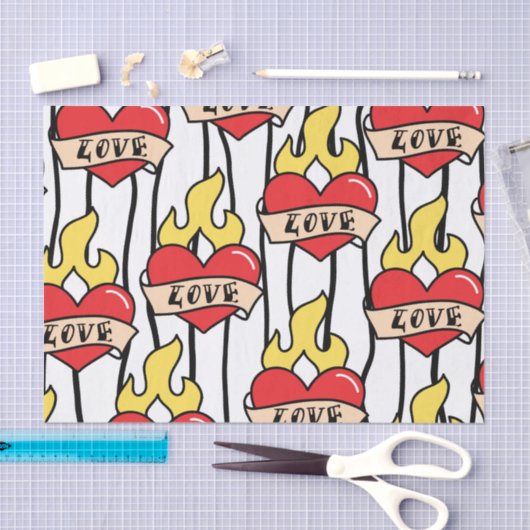 Papier Mousseline Tatouage cardiaque rétro (Artisanat)