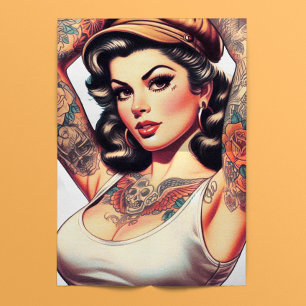Papier Mousseline Tatouage Old School Pin-Up