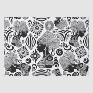 Papier Mousseline Tatouage Tribal Portrait de Fille Africaine