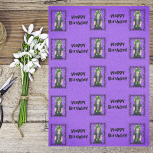 Papier Mousseline Tatouages de fille gothique Cadre barbelé Violet A