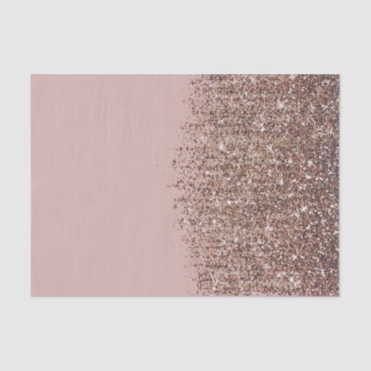 Papier Mousseline Taupe Blush Rose Bronze Or Glitter Glam (Recto)
