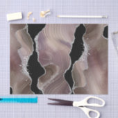 Papier Mousseline Taupe et Agate noir avec Géode Parties scintillant (Artisanat)