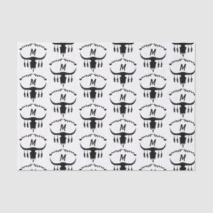 Papier Mousseline Taureau avec plumes noires Silhouette