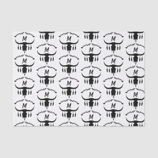 Papier Mousseline Taureau avec plumes noires Silhouette (Recto)