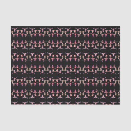 Papier Mousseline Taureau Pink Brown Ouest Noir Rustique (Recto)