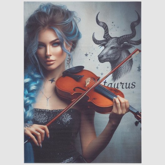 Papier Mousseline Taurus Zodiac Musicien Violon Découpage