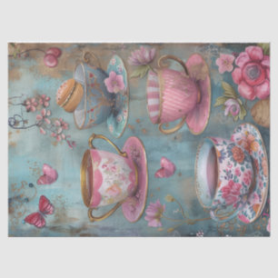 Papier Mousseline Tea Floral Temps Pastel Fleurs Découpage