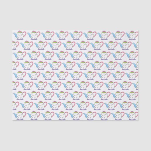 Papier Mousseline Tea Lover Polka Dot Pastel Teapot Pot Imprimer (Recto)