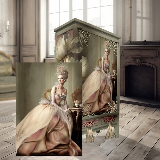 Papier Mousseline Tea Time Mary Antoinette Style Portrait Art