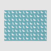 Papier Mousseline Teal and White Butterfly and Dragonfly Pattern (Recto)