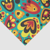 Papier Mousseline Teal and Yellow Retro 1960s Mod Floral Pattern (Détail)