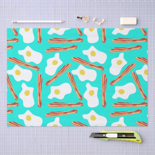 Papier Mousseline Teal Bacon and Eggs (Artisanat)