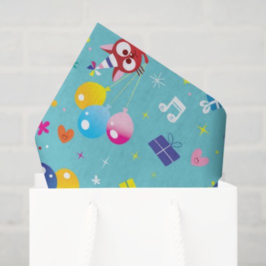 Papier Mousseline Teal Birthday Party  (Sac cadeau)