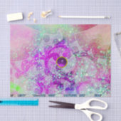 PAPIER MOUSSELINE TEAL BLEU ABSTRAIT, VAGUES ROSES, ÉTOILES, GEMME V (Artisanat)