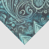 Papier Mousseline Teal Blue Paisley Floral Pattern Decoupage (Détail)