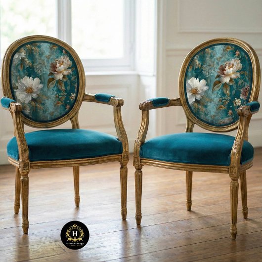 Papier Mousseline Teal Floral Seamless Decoupage