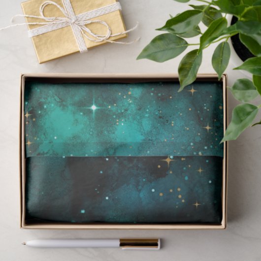 Papier Mousseline Teal galaxy Series Design 1 (Cadeau)