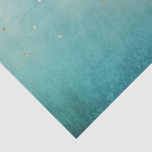 Papier Mousseline Teal Green Gold Sparkle Dots (Détail)