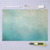 Papier Mousseline Teal Green Gold Sparkle Dots (Artisanat)