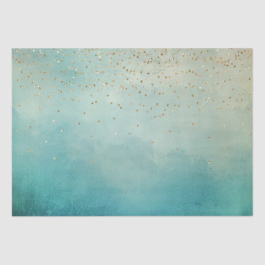 Papier Mousseline Teal Green Gold Sparkle Dots (Recto)