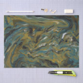 Papier Mousseline Teal, or, White and Black Oils (Artisanat)