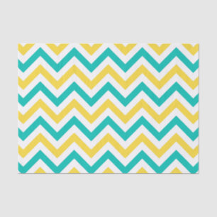 Papier Mousseline Teal, Pineapple, Wht Large Chevron Zig Zag