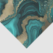 Papier Mousseline Teal Turquoise Gold Glitter Agate Geode Marble (Détail)