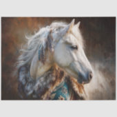 Papier Mousseline Teal Western Ivory Stallion Tissue Paper (Recto)