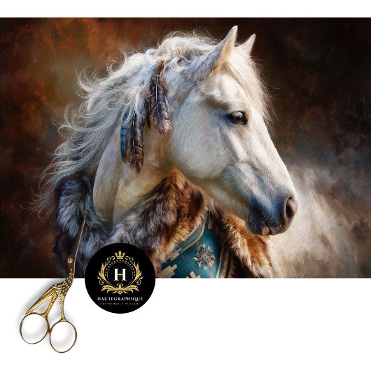 Papier Mousseline Teal Western Ivory Stallion Tissue Paper