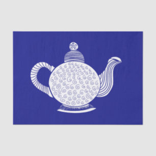 Papier Mousseline Teapot blanc sur la marine
