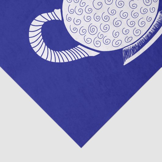 Papier Mousseline Teapot blanc sur la marine (Détail)