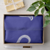 Papier Mousseline Teapot blanc sur la marine (Cadeau)