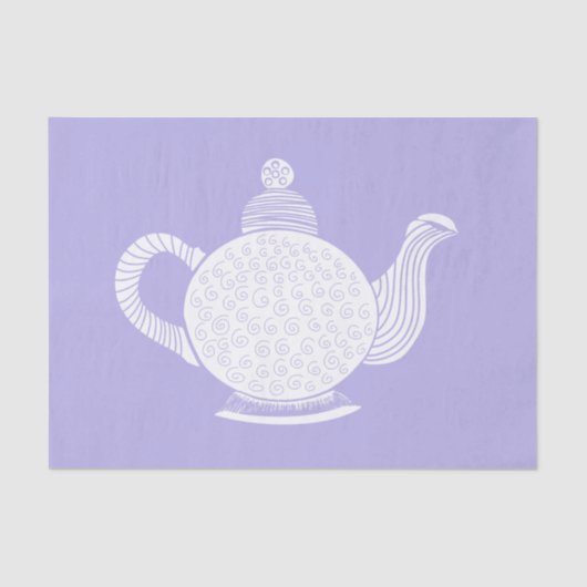 Papier Mousseline Teapot blanc sur lavande (Recto)