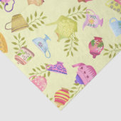 Papier Mousseline Teapots and Cups Garden Yellow (Détail)