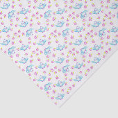 Papier Mousseline Teapots Bleus Tea Time Rose Illustration (Détail)