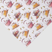 Papier Mousseline Teapots et Feuilles de thé Aquarelle (Détail)