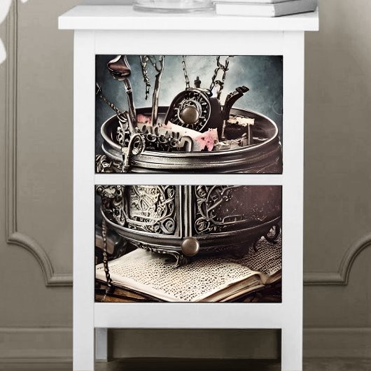 Papier Mousseline Técherie antique avec Cauldron et livres d'orthogr