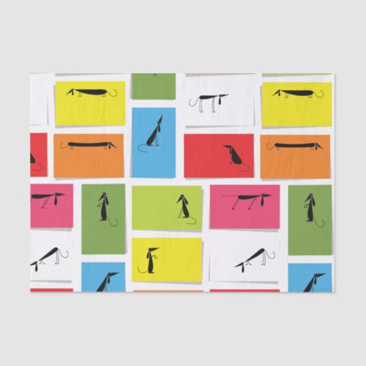 Papier Mousseline Teckels colorés (Recto)