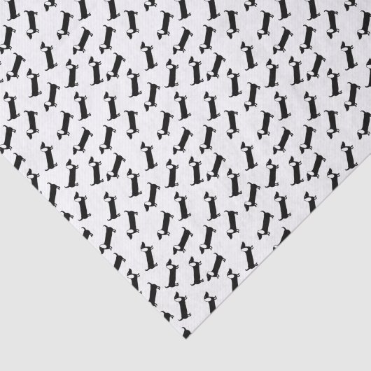 Papier Mousseline Teckels en noir et blanc (Détail)