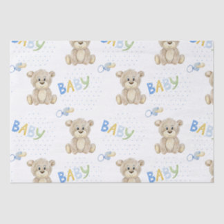 Papier Mousseline Teddy Bear Baby Boy Baby shower d'aquarelle