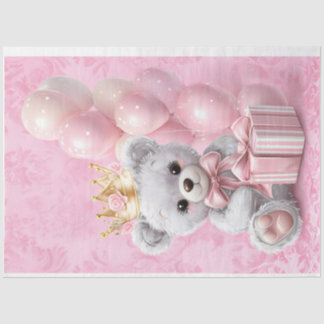 Papier Mousseline Teddy Bear Rose Colonnes Papier Tissu