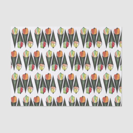 Papier Mousseline Tempaki Sushi Rolls À Main Rolls Cuisine Japonaise (Recto)