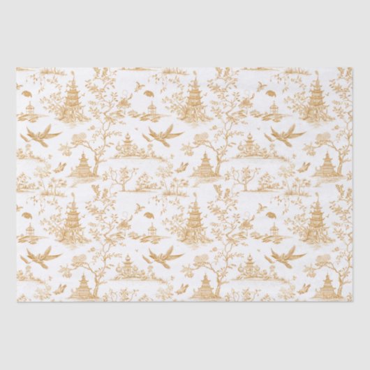 Papier Mousseline Temples d'or Chinoiserie Tiuuse Papier (Recto)