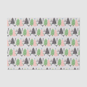 Papier Mousseline Tendance Abstrait moderne arbres de Noël Motif