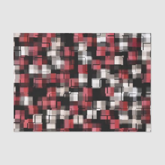 Papier Mousseline Tendance Bourgogne Noir Blanc Abstrait Plaid (Recto)