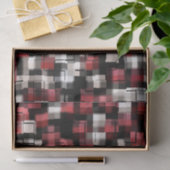 Papier Mousseline Tendance Bourgogne Noir Blanc Abstrait Plaid (Cadeau)